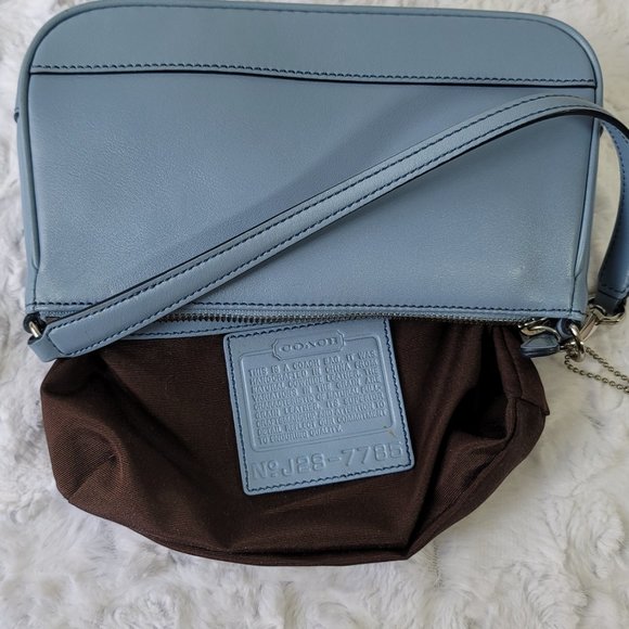 SOLD - Coach Soft Blue Leather Y2K Handbag Purse Baguette - Picture 13 of 14